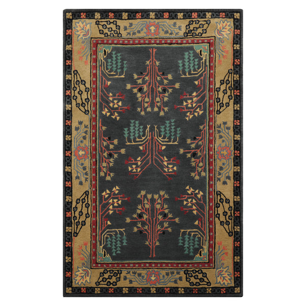 5x8 LoomBloom Graphite Hand Tufted Wool Rug  Arts & Crafts Donegal Style