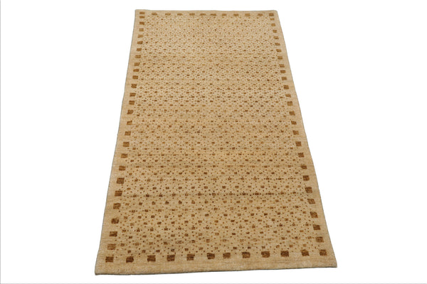 3x5 Beige, Gold, Brown Color Hand Knotted Gabbeh Wool Modern Oriental Rug