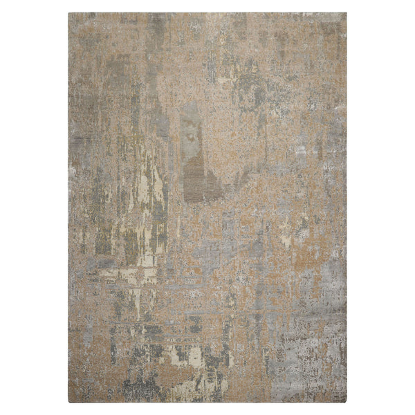 10x14 Beige, Gray, Tan Color Hand Knotted Sherpa Wool and Silk Modern Oriental Rug