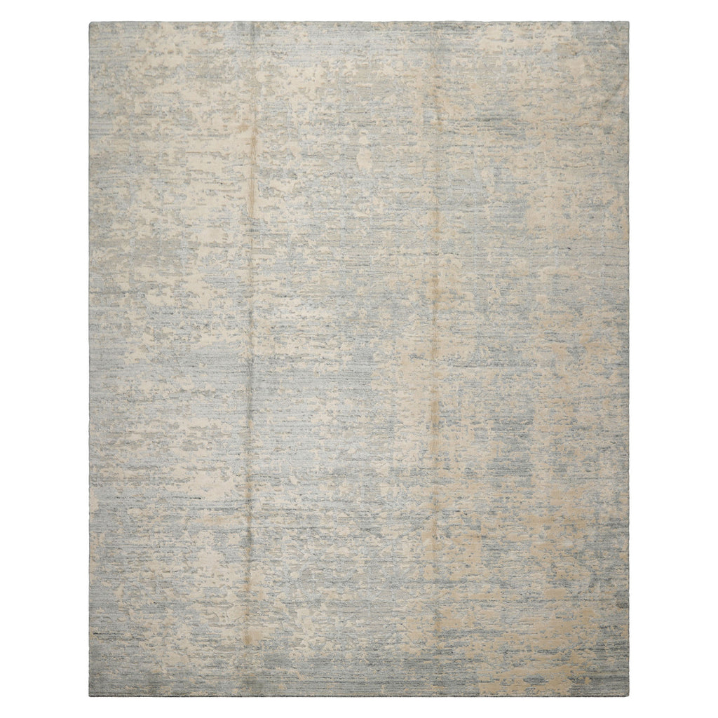 8x10 Ivory, Slate, Beige Color Hand Loomed Sherpa Wool and Silk Modern Oriental Rug