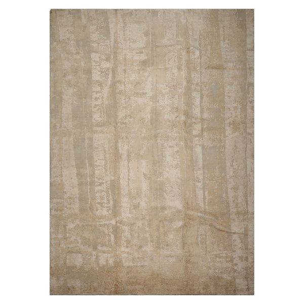 10x14 Beige, Gray, Tan Color Hand Knotted Sherpa Wool and Silk Modern Oriental Rug