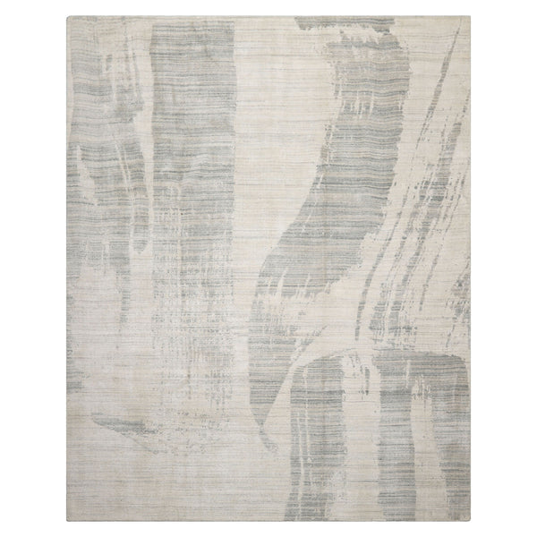 8x10 Ivory, Gray, Beige Color Hand Loomed Sherpa Wool and Silk Modern Oriental Rug