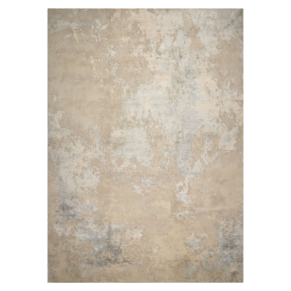 10x14 Beige, Gray, Ivory Color Hand Knotted Sherpa Wool and Silk Modern Oriental Rug