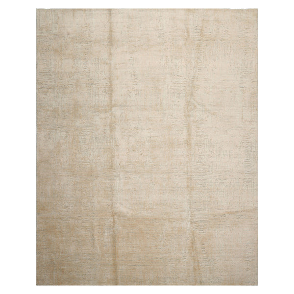 8x10 Beige, Gray, Muted Earth Tones Color Hand Loomed Sherpa Wool and Silk Modern Oriental Rug