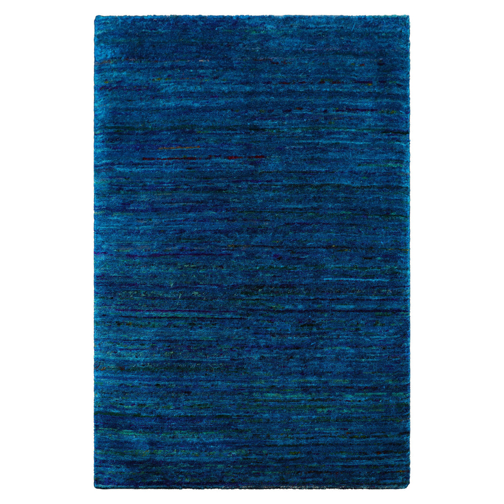 4x6 Blue, Purple, Green Color Hand Knotted Gabbeh Silk Contemporary Oriental Rug