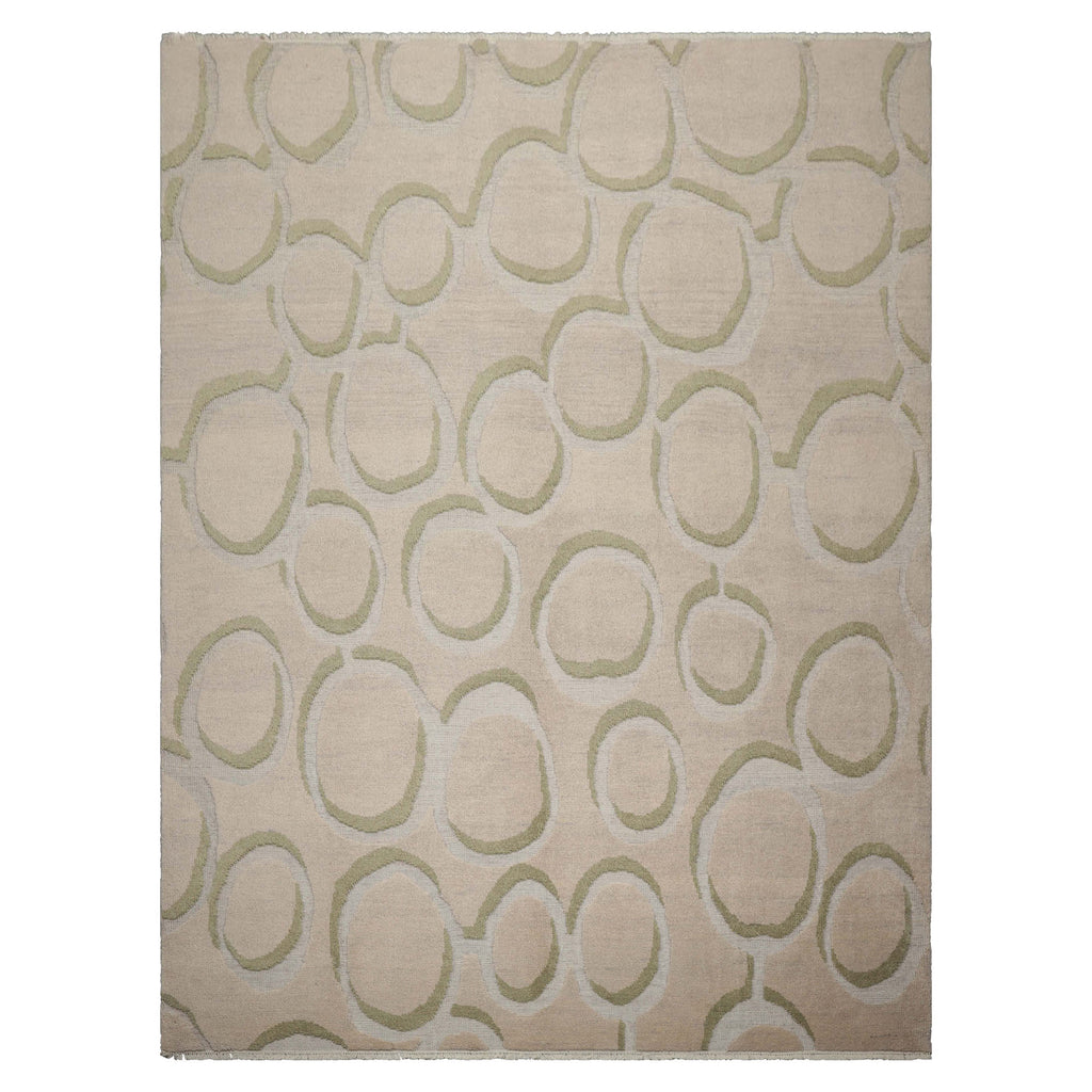 9x12 Gray, Beige, Sage Color Hand Knotted Sculpted Wool Modern Oriental Rug