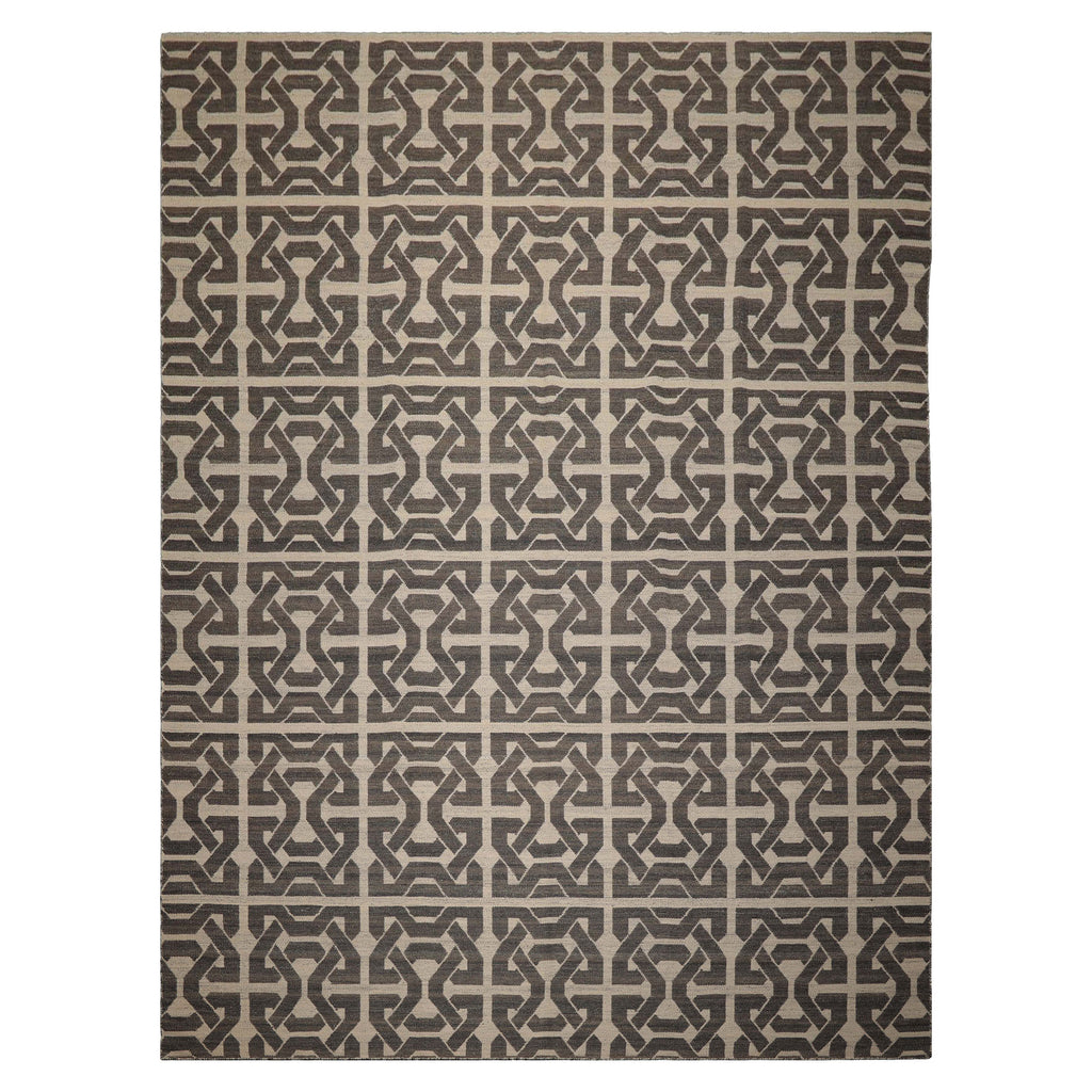 9x12 Beige, Gray, Color Hand Woven Flatweave Wool Contemporary Oriental Rug