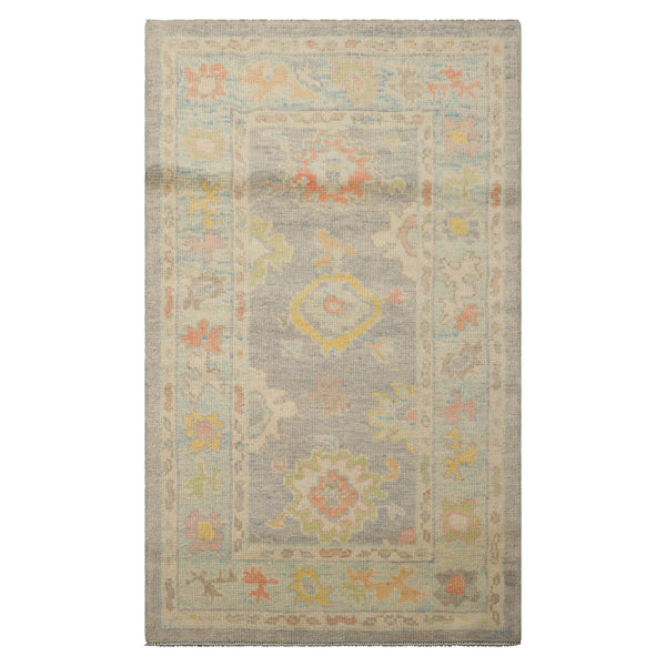 3x5 Gray , Ivory, Gold Color Hand Knotted Turkish Wool Arts & Crafts/Mission Oriental Rug