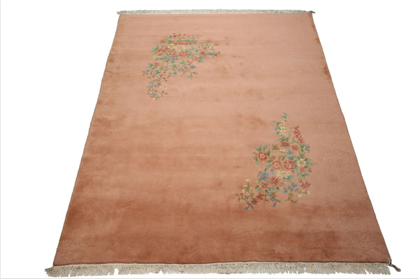 8x10 Rose, Aqua, Turquoise Color Hand Knotted French Aubusson Savonnerie Wool Traditional Oriental Rug