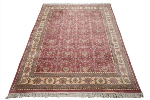 9x12 Plum, Ivory, Aqua Color Hand Knotted Heriz Wool Traditional  Oriental Rug
