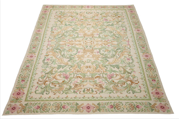 9x12 Ivory, Sage, Brown Color Hand Woven Kilim Wool Traditional  Oriental Rug