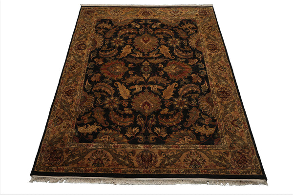 8x10 Charcoal, Gold, Rust Color Hand Knotted Agra Wool Traditional  Oriental Rug