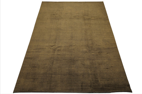 8x11 Dark Green, , Color Hand Knotted Tibetan Wool Modern & Contemporary / ribbed Oriental Rug