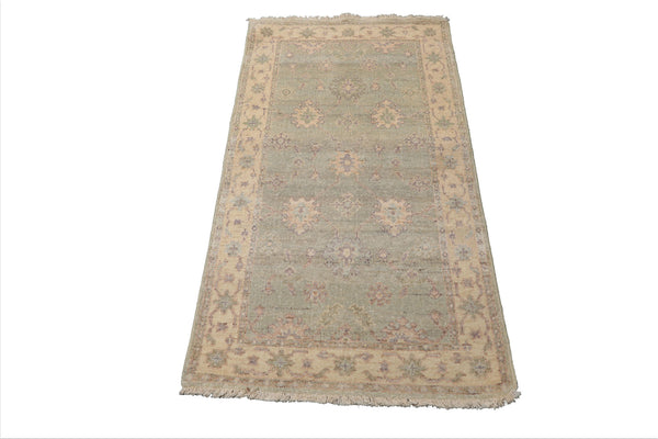 LoomBloom 3x5 Mint Afghan Hand-Knotted Wool Rug - Transitional Oushak Allure