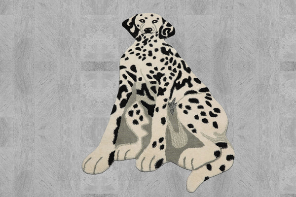 LoomBloom 3x5 White Hand-Tufted Modern Dalmatian Wool Oriental Area Rug - Novelty Plush Design