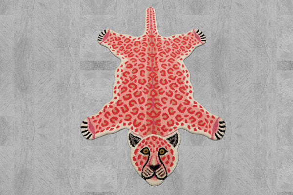 LoomBloom 3x5 Ivory Hand-Tufted Modern Tiger Print Wool Oriental Area Rug - Novelty Plush Design