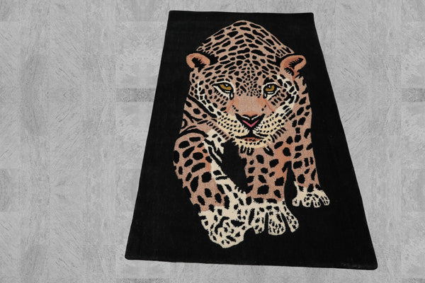 LoomBloom 3x5 Charcoal Hand Tufted Modern Jaguar Wool Oriental Area Rug - Novelty Plush Design