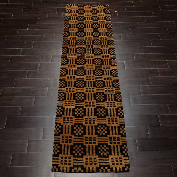 3x5 Black, Gold, Color Hand Knotted Tibetan Wool Art Deco Oriental Rug