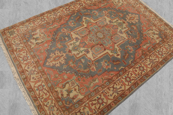 Hand-Knotted 100% Wool Persian Romanian Tabriz Oriental Area Rug - 4'4