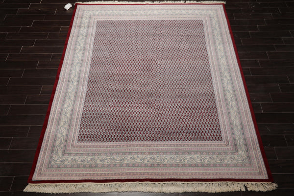 8x10 Maroon, Rose, Ivory Color Hand Knotted Tabriz New Zealand Wool Traditional Oriental Rug