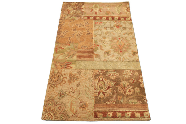 3x5 Beige, Rust, Brown Color Hand Tufted  Wool Transitional Oriental Rug