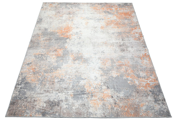 9x12 Gray, Ivory, Peach Color Machine Made  Polyproplene Modern Oriental Rug