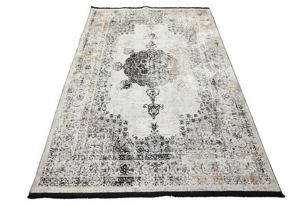 5x7 Cream, Charcoal, Gray Color Machine Made  100% Bamboo Silk Traditional Oriental Rug