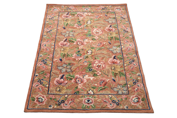5x8 Rust, Blush, Ivory Color Hand Tufted  Wool Traditional Oriental Rug