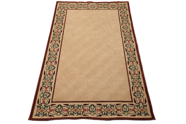 5x8 Beige, Rust, Chocolate Color Machine Made  Wool Transitional Oriental Rug