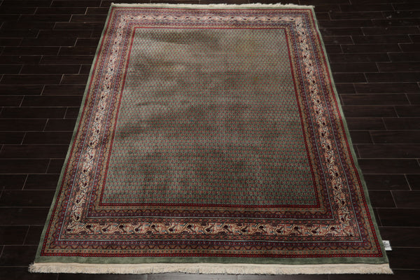 8x10 Celadon, Ivory, Burnt Orange Color Hand Knotted Persian New Zealand Wool Traditional Oriental Rug