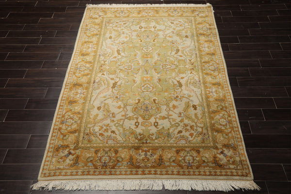 6x9 Gray, Beige, Pistacchio Color Hand Knotted Oushak Wool Arts & Crafts Oriental Rug
