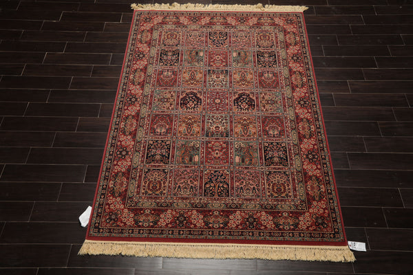 5x8 Rose, Aqua, Tan Color Machine Made  New Zealand Wool Traditional Oriental Rug