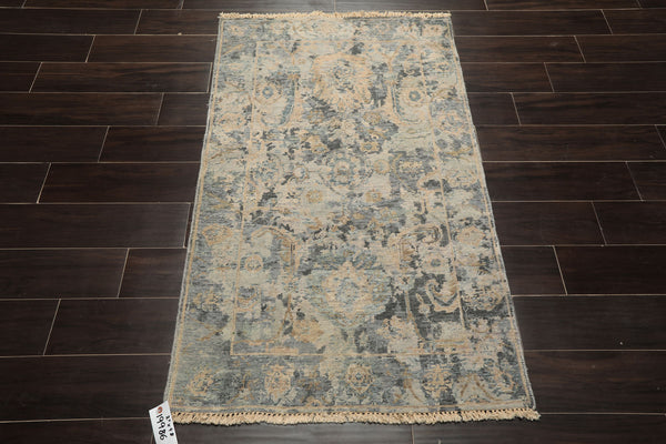 3x5 Gray, Beige, Slate Color Hand Knotted Distress Quality Oushak Wool Transitional Oriental Rug