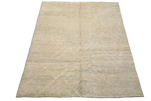 8x10 Beige, Gray, Color Hand Knotted Moroccan Wool Modern & Contemporary Oriental Rug