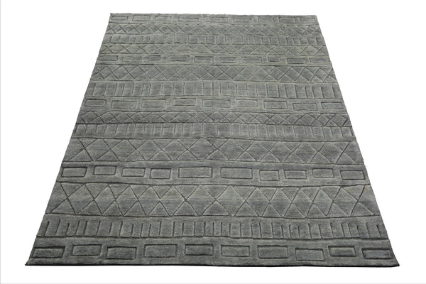 8x10 Tone on Tone Gray, , Color Hand Knotted Tibetan Wool Modern & Contemporary Oriental Rug