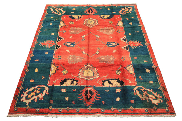 9x12 Coral, Turquoise, Teal Color Hand Knotted Turkish Oushak Wool  Oriental Rug