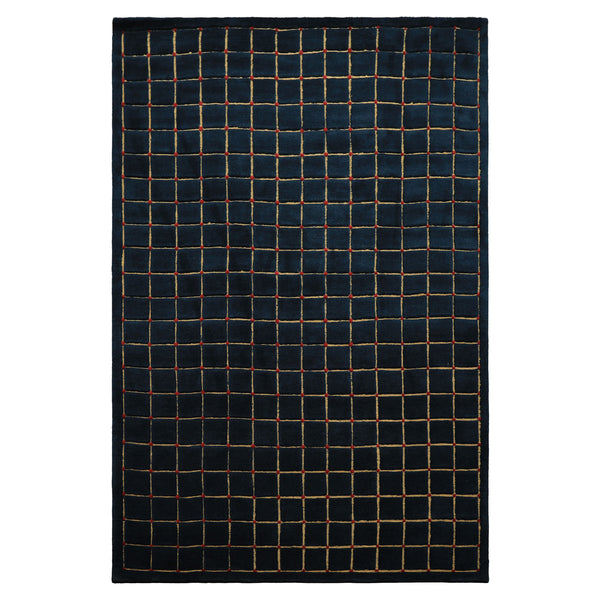 6x9 Navy, Gold, Red Color Hand Knotted Tibetan Wool Modern & Contemporary Oriental Rug