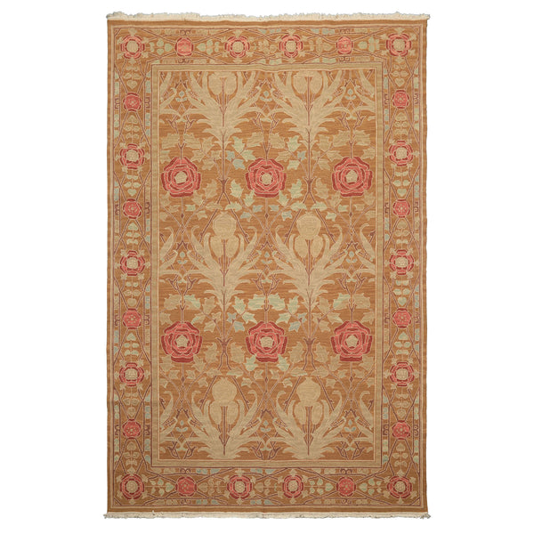 6x9 Gold, Tan, Beige Color Hand Knotted Nourison Nourmak Soumak Wool Arts & Crafts Oriental Rug