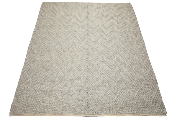 9x12 Tone on Tone Silver, Gray, Color Hand Knotted Tibetan Wool Modern & Contemporary Oriental Rug
