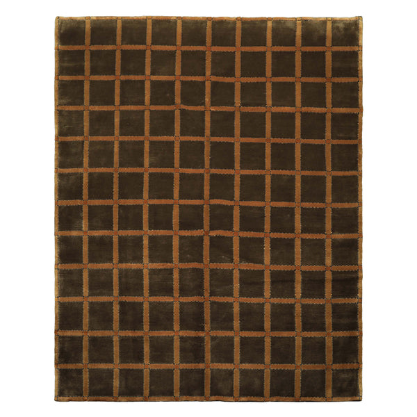 8x10 Mossy Green, Caramel, Tan Color Hand Knotted Tibetan? Wool Transitional Oriental Rug