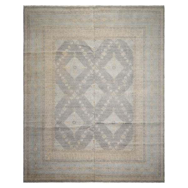 12x15 Slate, Gray, Faded Color Hand Knotted Peshawar Wool Transitional Oriental Rug