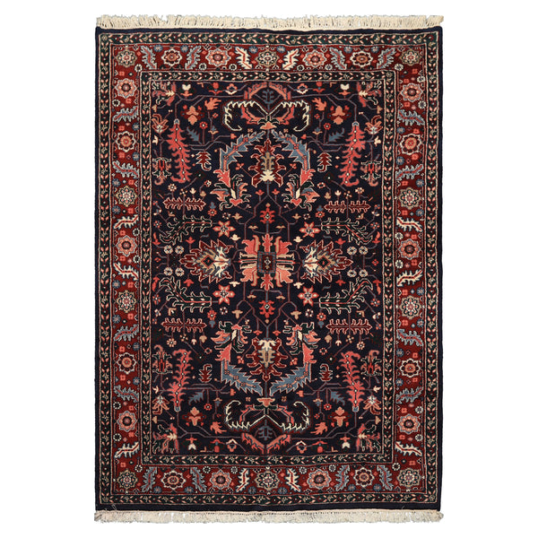 5x8 Navy, Red, Blush Color Hand Knotted Oushak Wool Arts & Crafts Oriental Rug