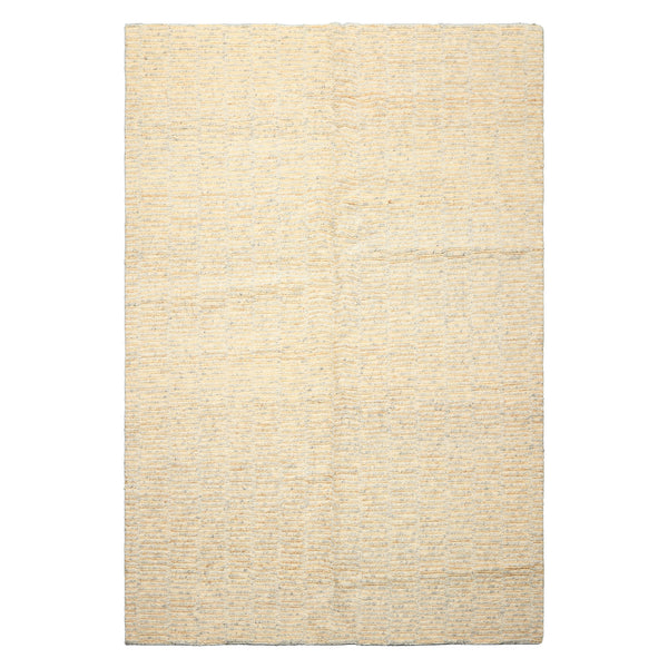 6x9 Ivory, Beige, Gray Color Hand Knotted Tibetan Wool & Jute Contemporary Oriental Rug