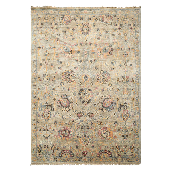 6x9 Gray, Blue, Rose Color Hand Knotted Oushak Wool Arts & Crafts Oriental Rug