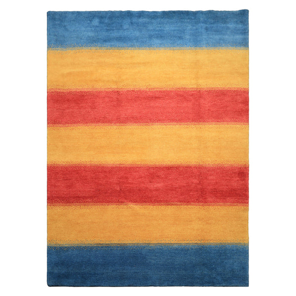 8x11 Gold, Rasberry, Aqua Color Hand Knotted Indo Gabbeh Wool Modern & Contemporary Oriental Rug