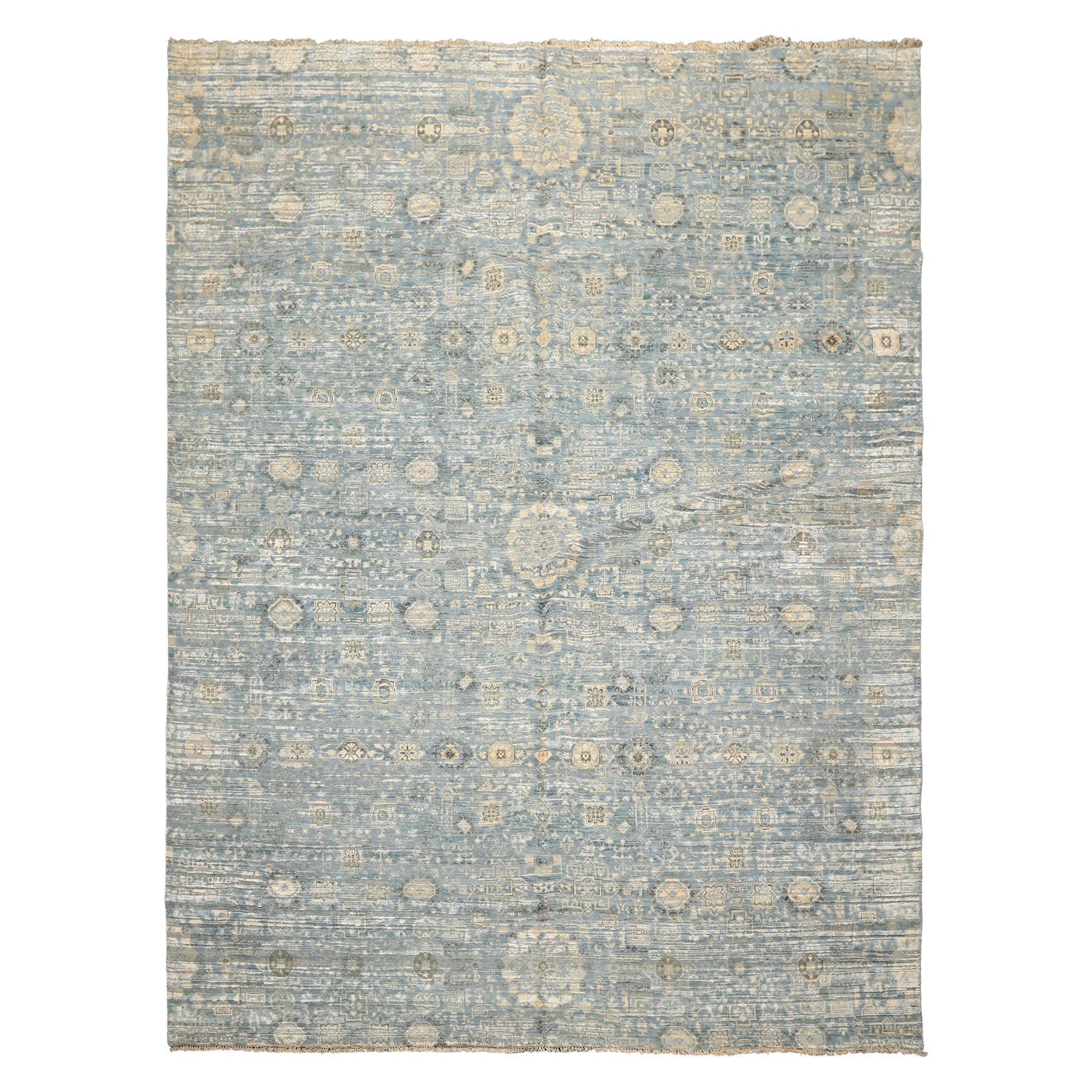 Moder Aqua Rugs 8'10''x11'6'' Aqua Tibetan Modern & Contemporary Hand Knotted Wool ...