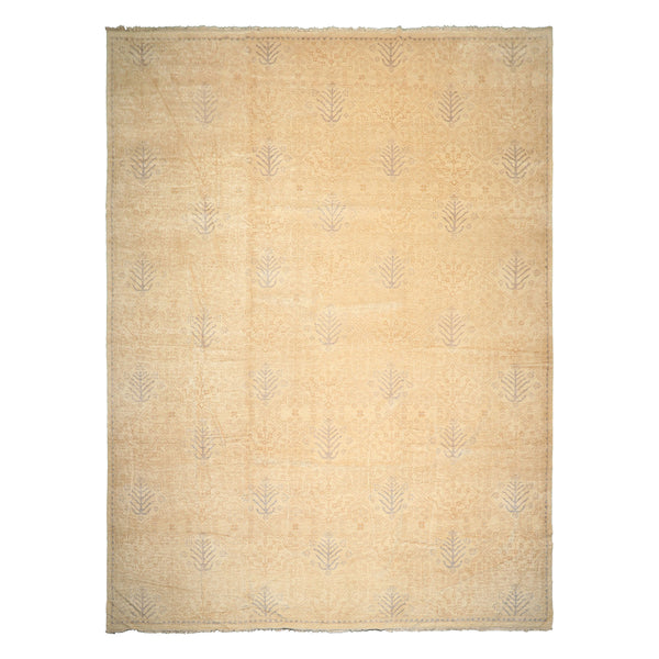 12x15 Beige, Tan, Slate Color Hand Knotted Oushak Wool Transitional Oriental Rug