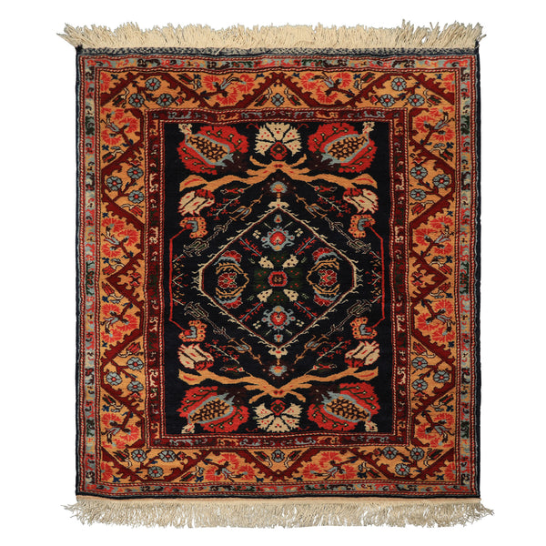 4x6 Navy, Gold, Burgundy Color Hand Knotted Turkish Oushak Wool Arts & Crafts Oriental Rug