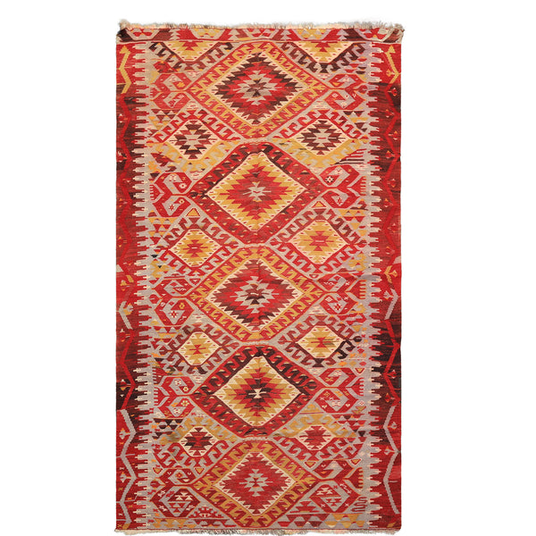 5x9 Gray, Rust, Red Color Hand Woven Turkish Kilim Wool Traditional Oriental Rug