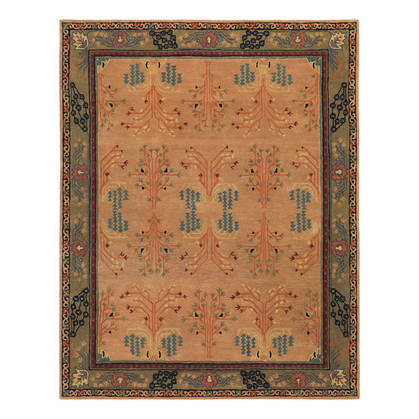 9x12 Peach, Pistachio, Blue Color Hand Tufted  Wool  Oriental Rug